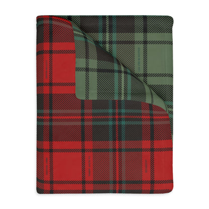 Merry Movies Plaid & Small Town Plaid - Velveteen Blanket (Two-sided print)