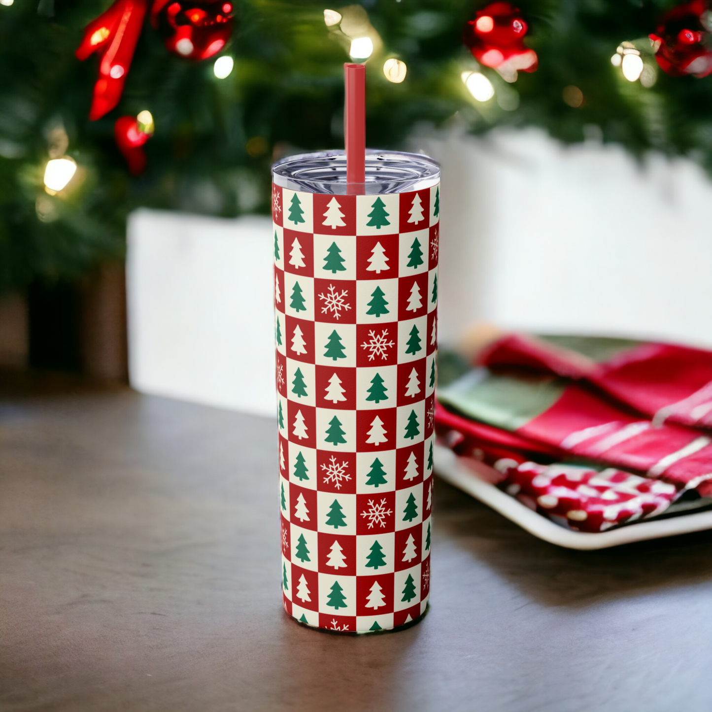 Country Trees - Skinny Tumbler with Straw