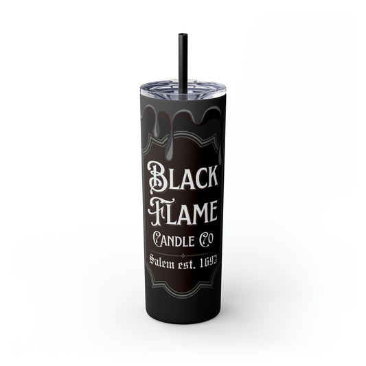 Black Flame - Skinny Tumbler with Straw