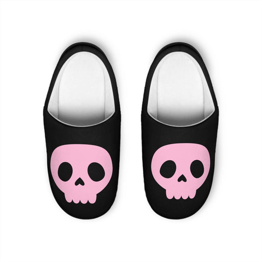 Spooky Witch Skull - Women's Indoor Slippers (pink & black)