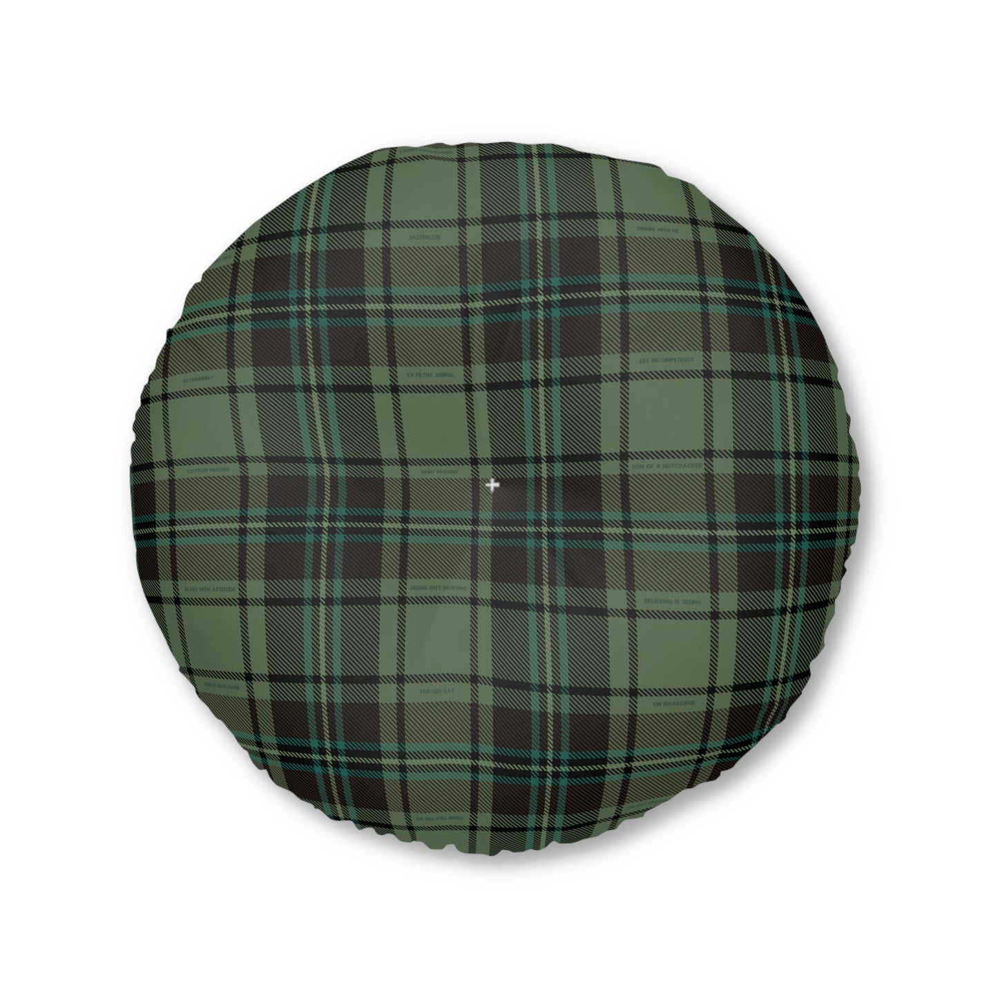 Small Town Plaid - Tufted Round Floor Pillow