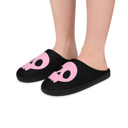 Spooky Witch Skull - Women's Indoor Slippers (pink & black)