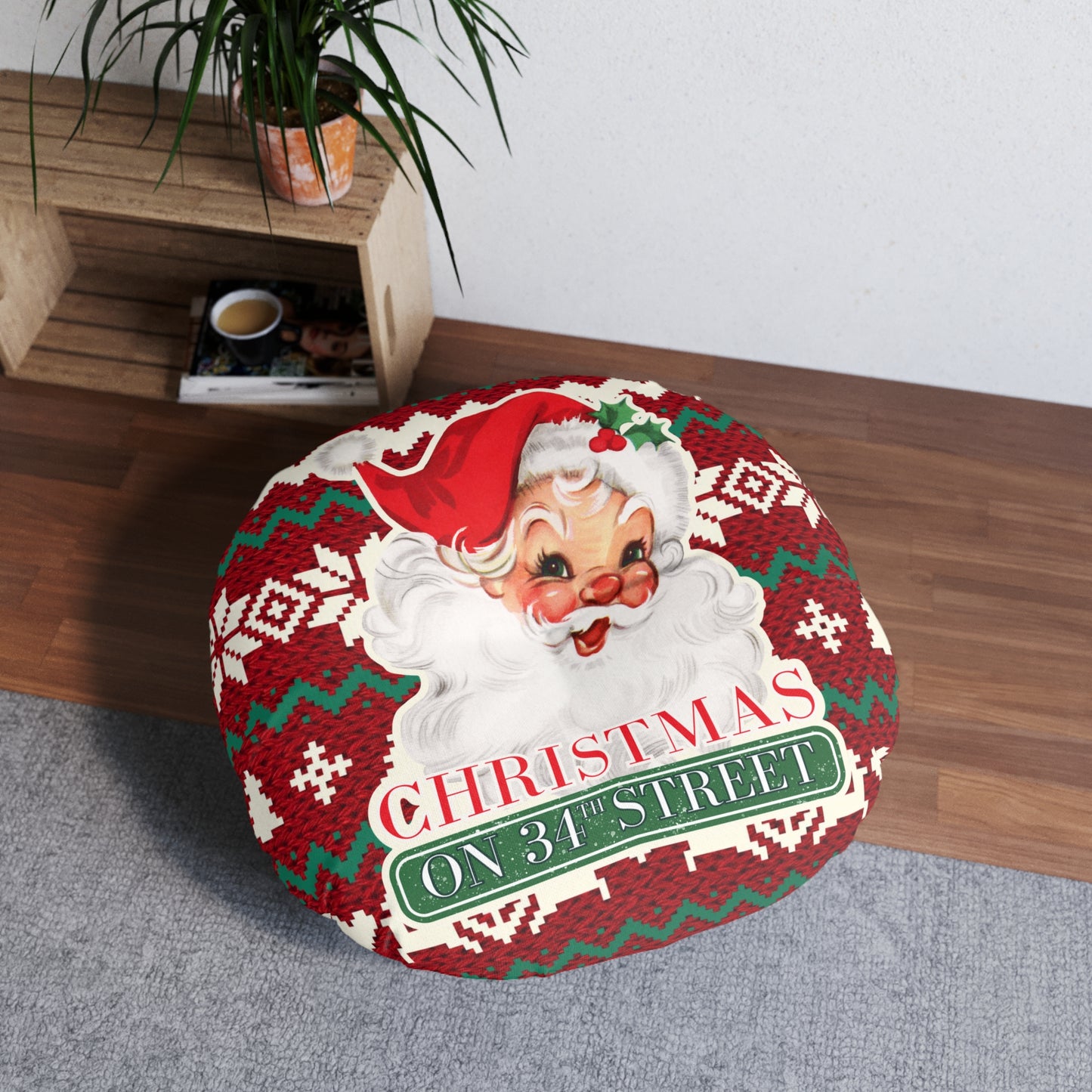 Santa Sweater - Tufted Round Floor Pillow