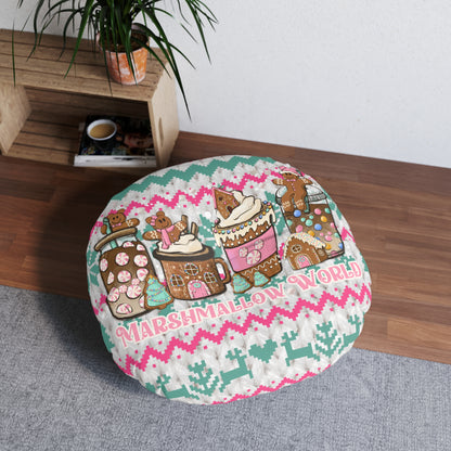 Marshmallow World - Tufted Round Floor Pillow