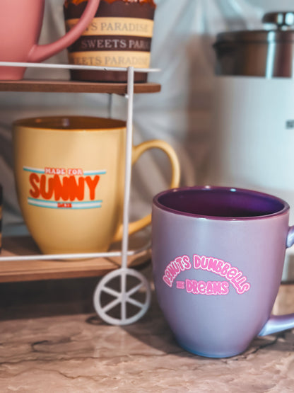 Donuts Dumbbells and Dreams - Coffee Mug